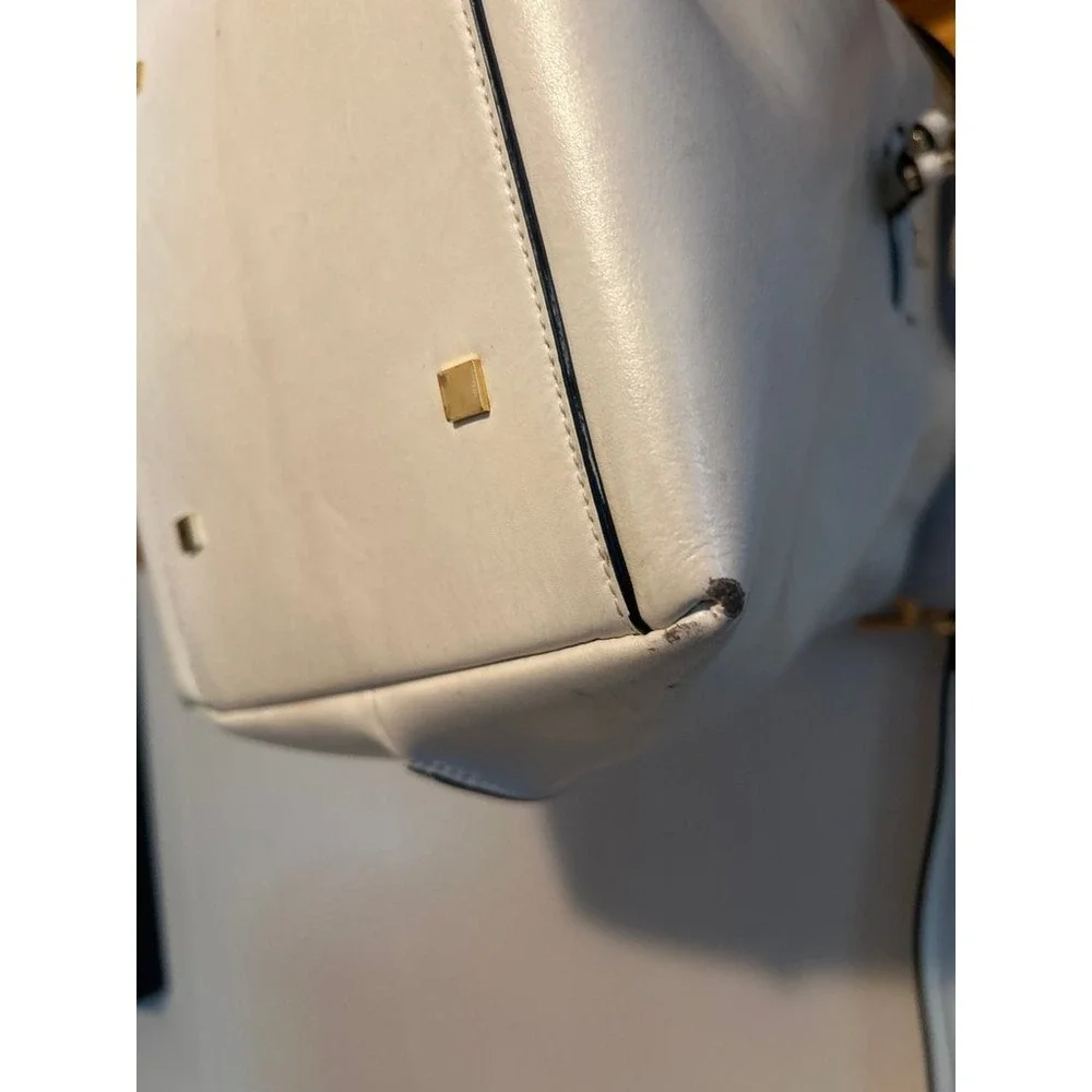 Vintage White Leather Bucket Bag H By Halston